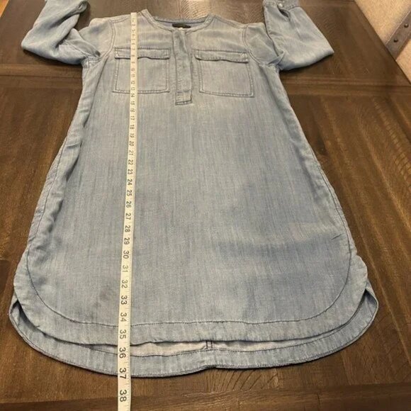 J. Crew Black Label Faded Blue Denim Chambray Shirt Dress Small - Picture 4 of 7